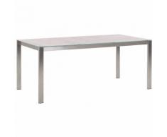 Beliani - Gartentisch Beige Sicherheitsglas mit Keramik 180x90 cm Edelstahlgestell