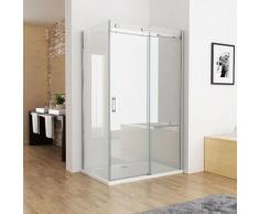 Duschkabine 120 x 76 cm Eckig Dusche Schiebetür Duschwand mit 8mm NANO ESG Glas 195