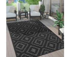 Outdoor Teppich Wetterfest Wohnzimmer Küchenteppich Skandi Ethno Muster Uni 3D 80x150 cm, Anthrazit