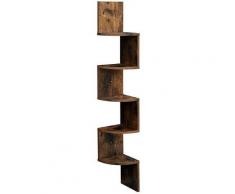 VASAGLE Eckregal mit 5 Ebenen für die Wand, Holzregal, für Küche, Schlafzimmer, Wohnzimmer,