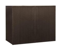 Mülltonnenbox für 2 Tonnen Braun 153 x 78 x 120 cm Poly Rattan VD45635 - Hommoo