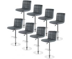 8er-Set Barhocker | höhenverstellbar | 360°drehbar | Kunstleder | Grau