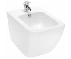 Wand Hänge Bidet Weiß inkl. Armatur (Mischbatterie) CUBE