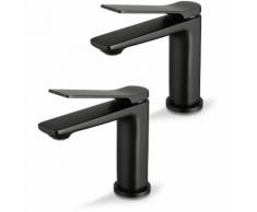 2er Waschtischarmatur Bad Wasserhahn Schwarz Waschbeckenarmatur Einhebel Waschbecken Waschtisch