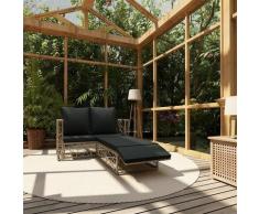 2-tlg. Garten-Lounge-Set mit Auflagen Poly Rattan Grau - Youthup