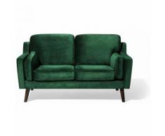 Beliani - Sofa Grün Samtstoff 2-Sitzer Retro Minimalistisch Wohnzimmer