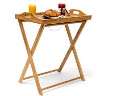 Tabletttisch Bambus HxBxT: ca. 63,5 x 55 x 35 cm Beistelltisch mit Tablett für Frühstück und mehr