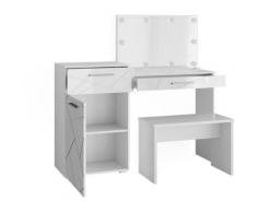 Vicco - Frisiertisch "Little Irma' Weiß Hochglanz mit Bank und led