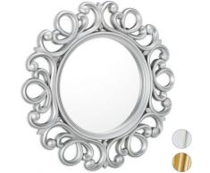 Wandspiegel rund, Wanddekoration Flur, Bad, Wohn- & Schlafzimmer, mit Rahmen, Zierspiegel, ∅ 50 cm,