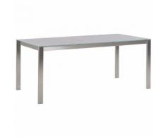 Gartentisch Grau Sicherheitsglas mit Keramik 180x90 cm Edelstahlgestell Gartenausstattung Terrasse