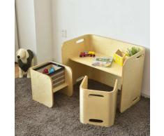 Costway - 3tlg. Kindertisch Stühle Set Birke, Kindersitzgrupppe Holz, Kindermoebel Kinder Lerntisch