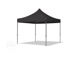 3x3 m Faltpavillon TOOLPORT, PREMIUM Stahl 40mm, Seitenteile mit Rechteckfenstern, schwarz