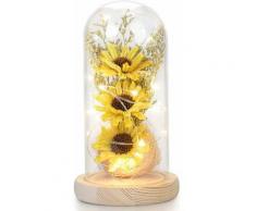 Die ewige Sonnenblume unter der LED-Glocke, magische Blume für Mutter, Freundin, Geburtstag,