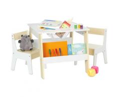 Relaxdays - Kindersitzgruppe, Kindertisch mit 2 Stühlen, mit Stauraum, für Jungen und Mädchen,
