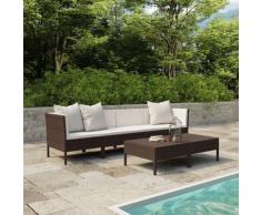 YOUTHUP 6-tlg. Garten-Lounge-Set mit Auflagen Poly Rattan Braun