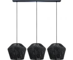 Pendelleuchte Esstisch Korb Boho Hängelampe Esszimmer Lampe E27 Rattan Pendelleuchte - Schwarz,