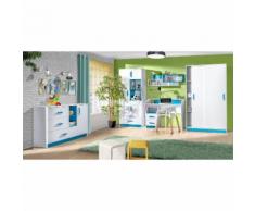 Kinderzimmer Set C Frank, 6-teilig, Farbe: Weiß / Blau