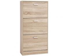 Schuhschrank mit 3 Klappen Schuhregal Schuhkipepr Schuhkommode Eichenfarben verstellbar 60 x 120 x
