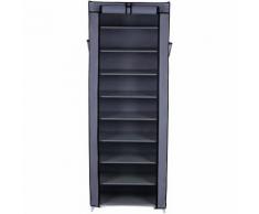 10 Schicht Schuhregal Schuhschrank für ca. 27 paar Schuhe staubdichtes Regale 160 x 58 x 28cm Grau