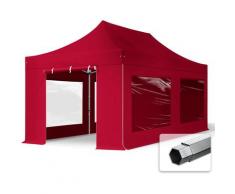 Faltzelt PROFESSIONAL 3x6 m mit Panoramafenster Faltpavillon ALU Pavillon Partyzelt in rot