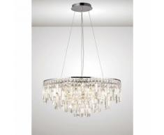 09-diyas - Maddison Pendelleuchte rund 8 G9 Glühlampen poliert Chrom / Kristall
