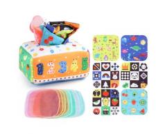 Ousudela - Babyspielzeug ab 3 Monate,Sensorik Spielzeug Baby Tissue Box Spielzeug mit 3