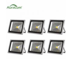 6×50W LED Außenstrahler Fluter Flutlichtstrahler, 3000K Warmweiß 4500 Lumen 230V IP65 Wasserdicht,