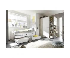 Möbel-direkt - Jugendzimmer Nessi in Sandeiche Weiß 2 teiliges komplett Set mit Eckschrank begehbar