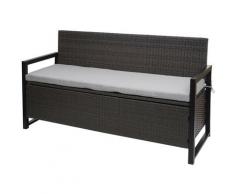Poly-Rattan 3er Sitzbank 597, Gartenbank Truhenbank, Staufach Aufbewahrung Sitzkissen ~ grau,