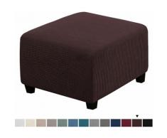 Hockerbezug, quadratisch, elastischer Sofabezug für Wohnzimmer-Fußhocker (braun)