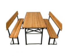 aa Bierbank Set 3-teilig mit Rückenlehne & extra breitem Tisch 70cm - Casa