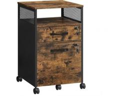 VASAGLE Rollcontainer abschließbar, Aktenschrank, Büroschrank mit Schubladen, Universalrollen,