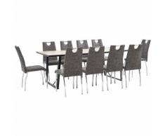 11-tlg. Essgruppe Braun Kunstleder