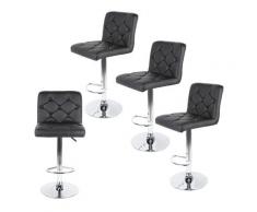 4er Set Barhocker Barstuhl Tresenhocker mit Lehne Stuhl drehbar Chrom Schwarz