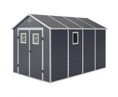 Gartenhaus aus Harz Gardiun Zoe D 8,90 m² 242x368x239 cm mit Boden Anthrazit Grau