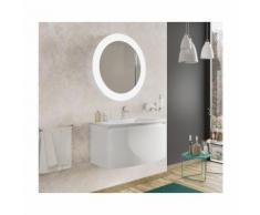Badezimmer Badmöbel 100 cm Venere aus glänzend weiß Holz mit Keramik Waschtisch und Spiegel |