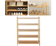 Schuhregal Badregal Holzregal aus Bambus,Natur,5 Böden Standregal,Küchenregal,für Bad, Wohnzimmer,