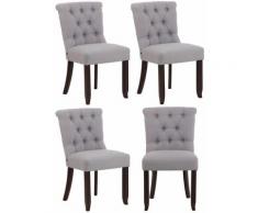CLP - 4er Set Stuhl Alberton Stoff-grau-Antik