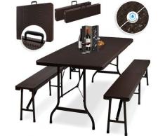 Kesser - ® Bierzeltgarnitur - 3-teilig Set, Tisch + 2 x Bank, für drinnen - draußen, klappbar,