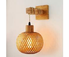 Rattan-Wandleuchte Beleuchtung – Rattan-Lampen für Schlafzimmer, rustikale Bauernhaus-Wandleuchten,