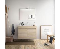 Badezimmer Badmöbel 80 cm aus braunem Holz Caledonia mit zwei Türen | mit spiegel und LED Lampe