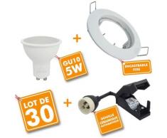 Eclairage Design - Set von 30 weißen Einbauleuchten mit GU10 LED 5W eq 40W | Farbtemperatur: Kaltes