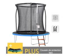 Outdoor-Trampolin Blau + Grün 250 + Garten-Fitnessleiter 244 cm - EU-Normen, Ultrasicher