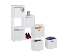 Stufenregal mit Boxen, diy Steckregal mit 6 Fächern, hbt: 110 x 108 x 31 cm, Stahl & Vlies,