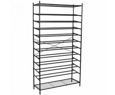 XXL 12 Ebenen Schuhregal für bis zu 70 paar schuhe metall Schwarz Schuhschrank ca. 105 x 192 x 37cm
