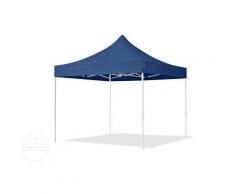 3x3 m Faltpavillon TOOLPORT, ECONOMY Stahl 30mm, Seitenteile mit Rechteckfenstern, blau