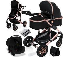 Kesser - ® Loops 3 in 1 Kinderwagen Kombikinderwagen Komplettset incl. Babywanne & Buggy Sportsitz