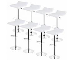 8 Barhocker höhenverstellbar mit Fußstütze und Rückenlehne für Küche Weiß