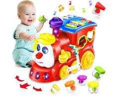 Kinderspielzeug 1 Jahr Musiksortierer Zug Babyspielzeug 6-12 Monate mit Musik und Lichtern,