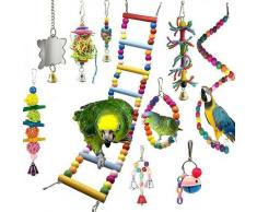 10-teiliges Papageien-Spielzeug-Set, Leiter und Glocke, bunte Bälle Thsinde